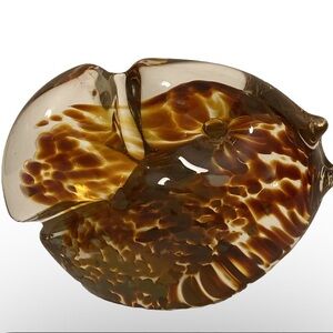 Konstglas Swedish Art Glass Paperweight Ronneby Amber Fish Figurine Scandinavian
